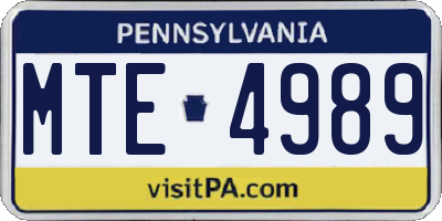 PA license plate MTE4989
