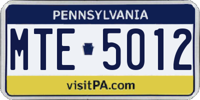 PA license plate MTE5012