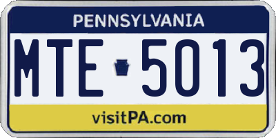 PA license plate MTE5013