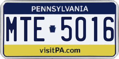 PA license plate MTE5016