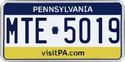 PA license plate MTE5019