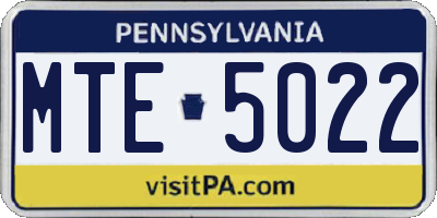 PA license plate MTE5022