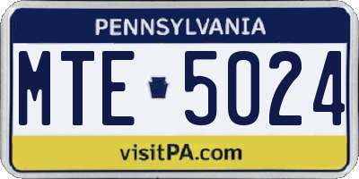PA license plate MTE5024