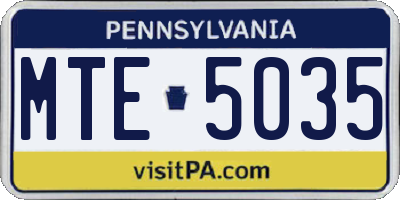 PA license plate MTE5035