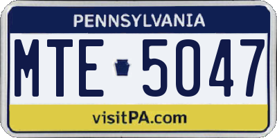 PA license plate MTE5047