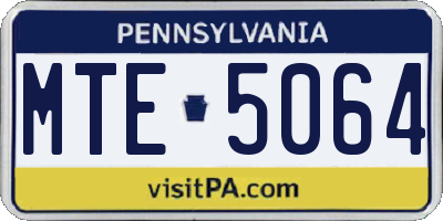 PA license plate MTE5064