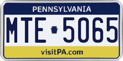 PA license plate MTE5065