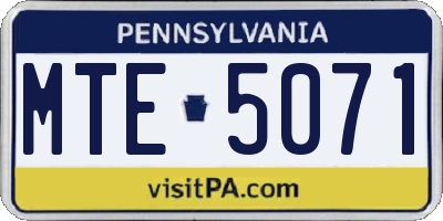 PA license plate MTE5071