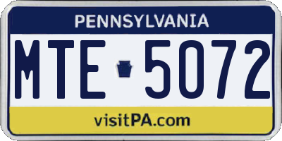 PA license plate MTE5072