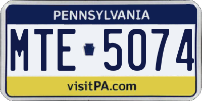 PA license plate MTE5074