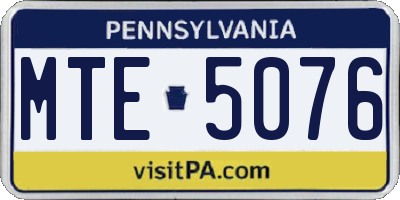 PA license plate MTE5076