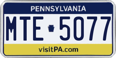 PA license plate MTE5077