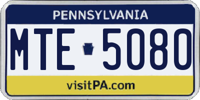 PA license plate MTE5080
