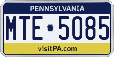 PA license plate MTE5085