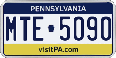 PA license plate MTE5090