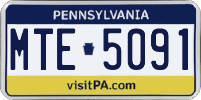 PA license plate MTE5091