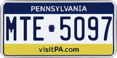 PA license plate MTE5097