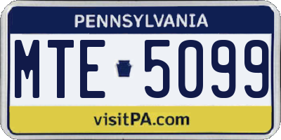PA license plate MTE5099