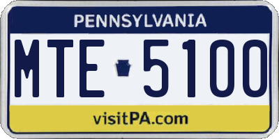 PA license plate MTE5100