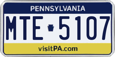PA license plate MTE5107