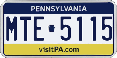 PA license plate MTE5115
