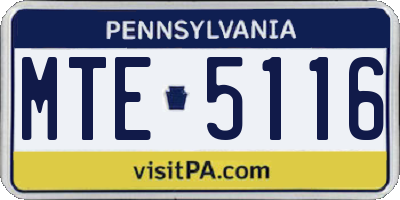 PA license plate MTE5116