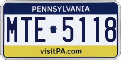 PA license plate MTE5118