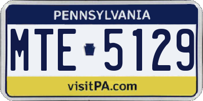 PA license plate MTE5129