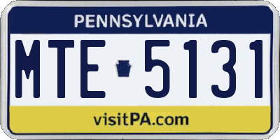 PA license plate MTE5131
