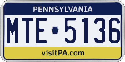 PA license plate MTE5136