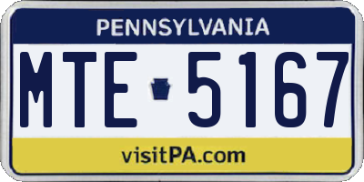 PA license plate MTE5167