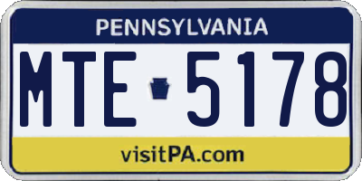 PA license plate MTE5178