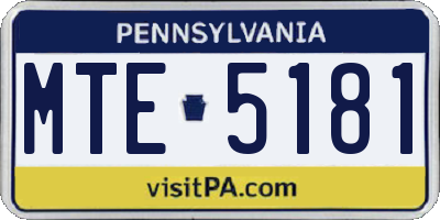 PA license plate MTE5181