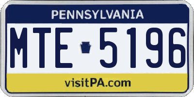 PA license plate MTE5196