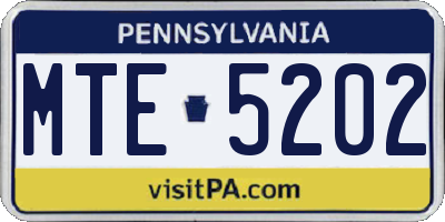 PA license plate MTE5202