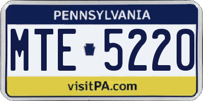 PA license plate MTE5220
