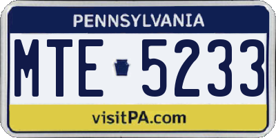 PA license plate MTE5233