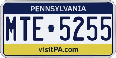 PA license plate MTE5255