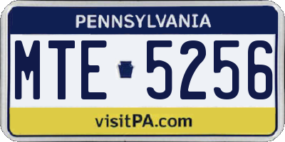 PA license plate MTE5256