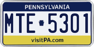PA license plate MTE5301