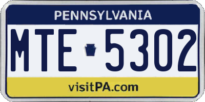 PA license plate MTE5302