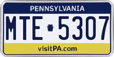 PA license plate MTE5307
