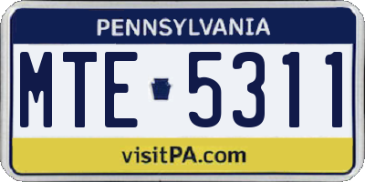 PA license plate MTE5311