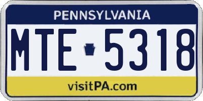 PA license plate MTE5318