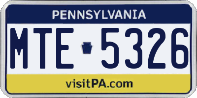 PA license plate MTE5326