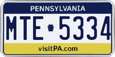 PA license plate MTE5334