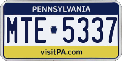 PA license plate MTE5337