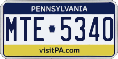 PA license plate MTE5340