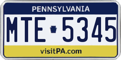 PA license plate MTE5345