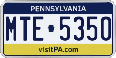 PA license plate MTE5350